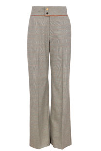 Karirane pantalone sa kontrastnim pojasom Tiffany Production