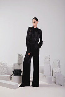 Široke viskozne pantalone dubokog struka sa džepovima Tiffany Production