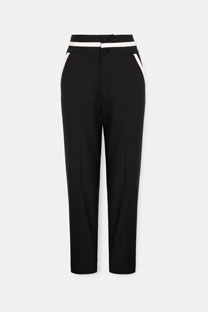 Tiffany Production Pantalone sa naglašenim pojasom i kontrastnim detaljima