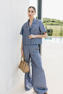 Lanene pantalone širokog kroja Tiffany Production