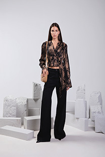 Tiffany Production Ženske crne farmerke širokih nogavica