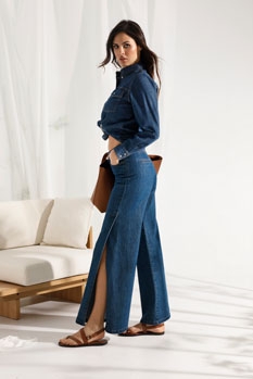 Farmerke širokih nogavica sa bočnim prorezom Tiffany Production