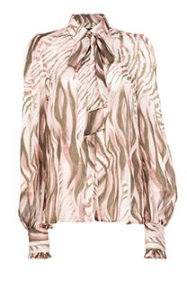 Bluza dugih rukava sa dezenom i kragnom na vezivanje Tiffany Production