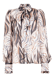 Bluza dugih rukava sa dezenom i kragnom na vezivanje Tiffany Production