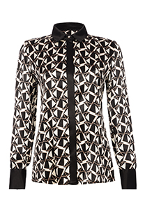 Ženska košulja dugih rukava sa kontrastnim porubima u dezenu Tiffany Production