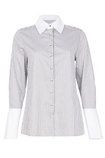Ženska prugasta košulja dugih rukava sa kontrastnim detaljima Tiffany Production