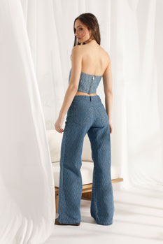 Teksas crop top sa teksturom Tiffany Production