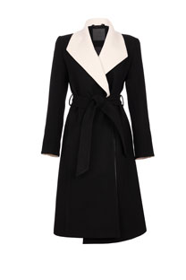 Tiffany Production Elegantni kaput sa kontrastnom kragnom i preklopom