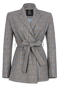 Ženski karirani sako na vezivanje Tiffany Production
