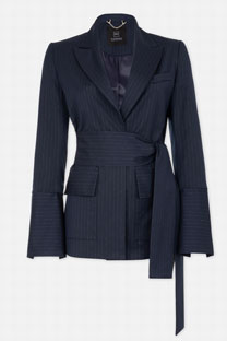 Tiffany Production Elegantni sako sa lame prugama i pojasom