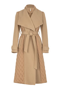 Ženska duga jakna sa pojasom i prošivenim detaljima Tiffany Production