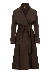 Ženska duga jakna sa pojasom i prošivenim detaljima Tiffany Production