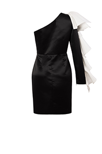 Asimetrična mini haljina sa ukrasnim karnerom na rukavu Tiffany Production