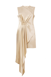 Asimetrična elegantna haljina sa drapiranim delom na prednjoj strani Tiffany Production