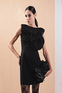 Mini haljina bez rukava sa ukrasnim cvetovima Tiffany Production