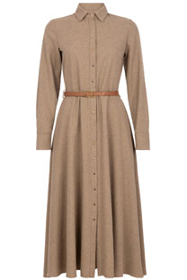 Midi haljina sa kragnom i kaišem od kontrastnog materijala Tiffany Production