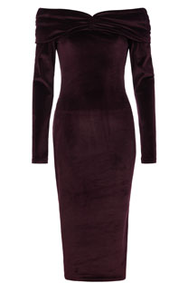 Plišana midi haljina sa spuštenim ramenim Tiffany Production