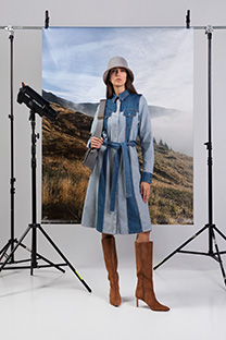 Denim haljina u dve nijanse sa dugim rukavima Tiffany Production