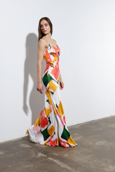 Duga haljina u apstraktnom dezenu Tiffany Production