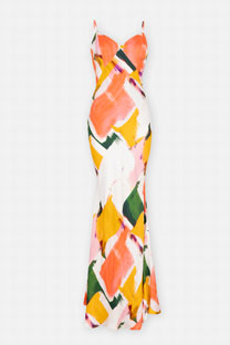 Duga haljina u apstraktnom dezenu Tiffany Production