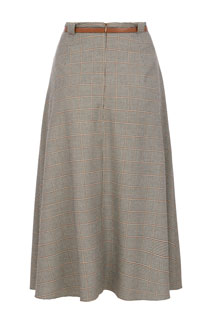 Karirana midi suknja sa kontrastnim pojasom Tiffany Production