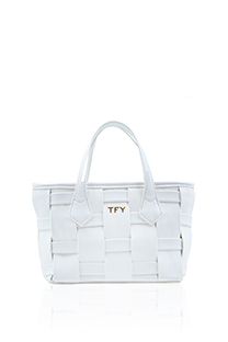 Mini torbica zaobljenih ručki i odvojivim kaišem za nošenje preko tela Tiffany Production