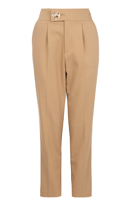 Ženske pantalone visokog struka sa ukrasnim dugmetom Tiffany Production