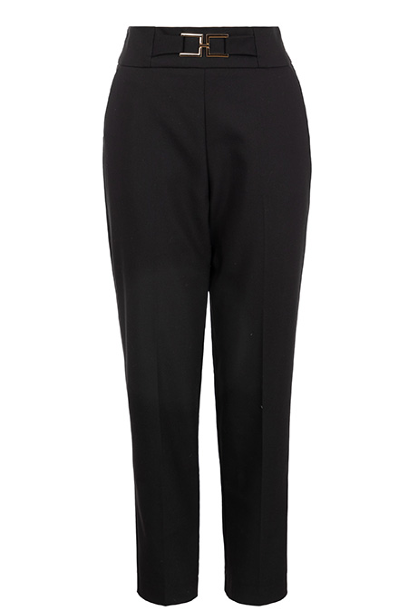 Ženske pantalone jednobojne sa džepovima i ukrasnim pojasom Tiffany Production