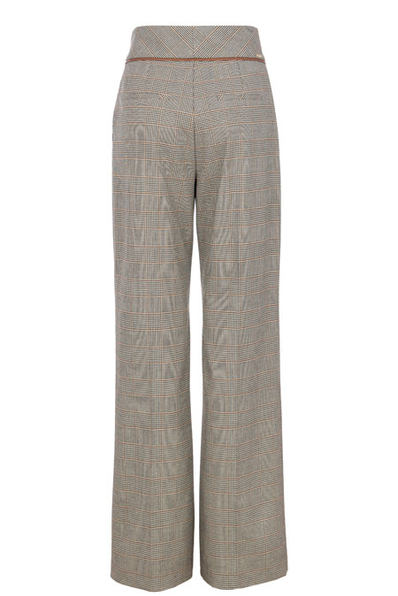 Karirane pantalone sa kontrastnim pojasom Tiffany Production