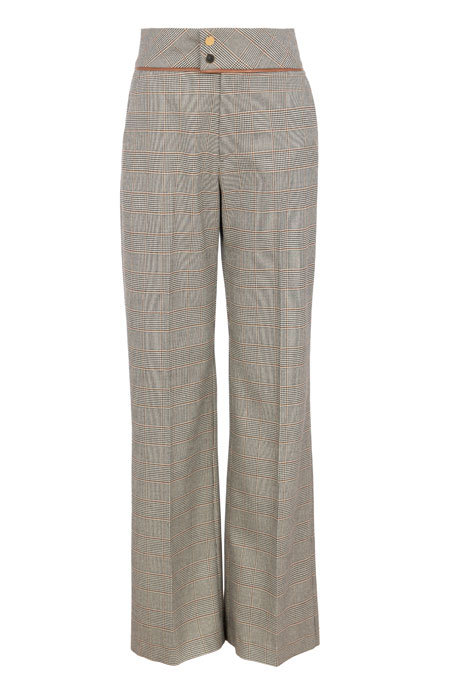 Tiffany Production Karirane pantalone sa kontrastnim pojasom