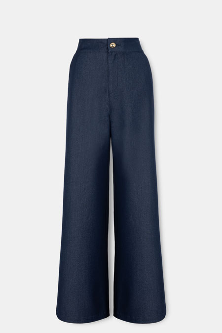 Tiffany Production Teget pantalone širokih nogavica