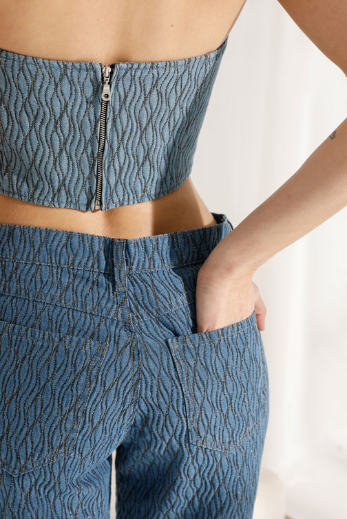 Farmerke širokih nogavica sa teksturom Tiffany Production