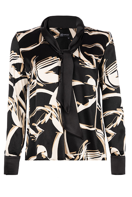 Bluza dugih rukava u dezenu sa kragnom koja se vezuje Tiffany Production