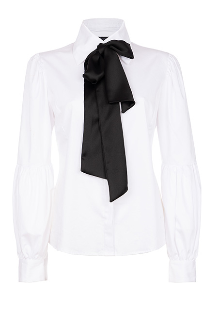 Ženska košulja sa naglašenim rukavima i kontrastnom maramom Tiffany Production