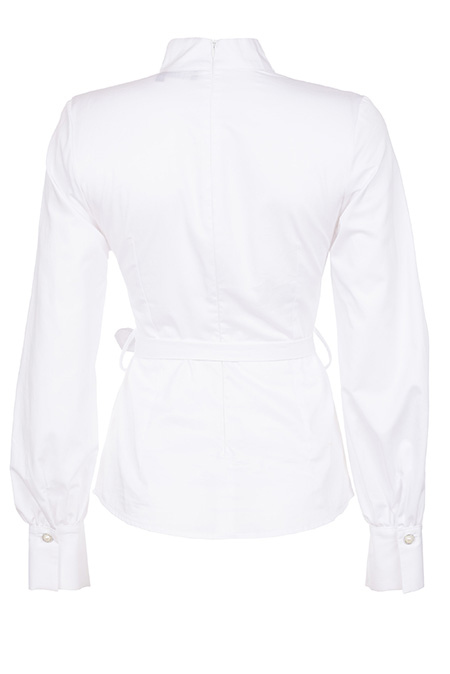 Ženska košulja dugih rukava sa pojasom i ukrasnim cvetom Tiffany Production