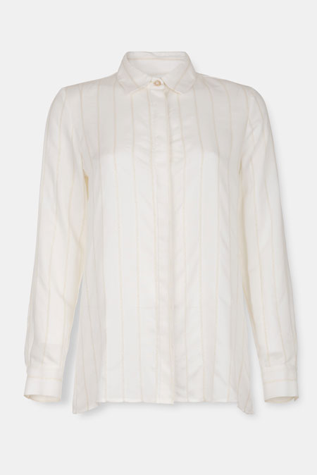 Tiffany Production Bela košulja od viskoze sa zlatnim prugama