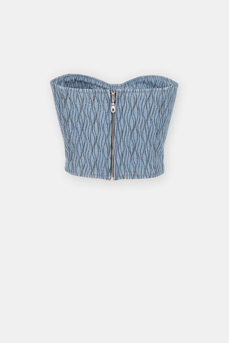 Teksas crop top sa teksturom Tiffany Production