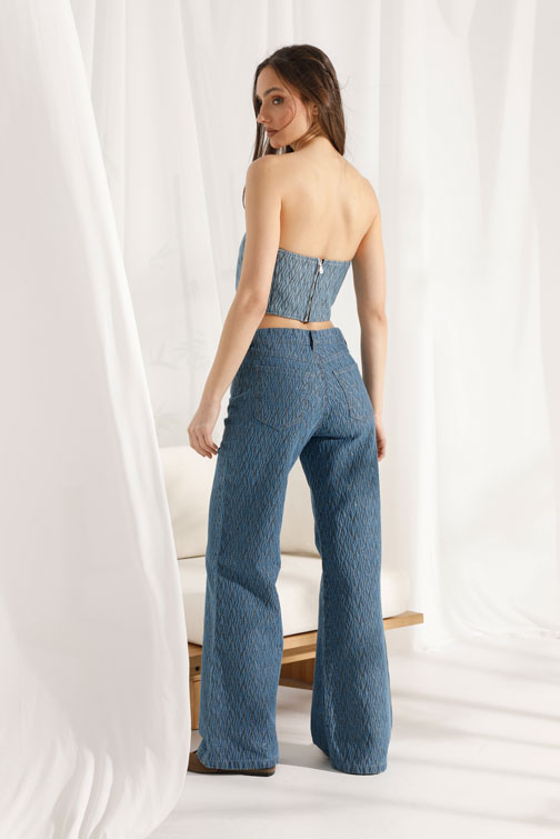 Teksas crop top sa teksturom Tiffany Production