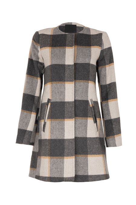 Tiffany Production Karirani ženski kaput sa metalnim dugmićima