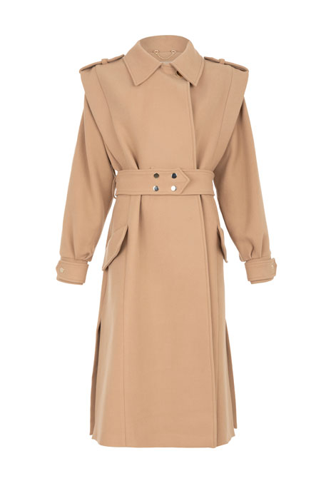 Midi kaput sa asimetričnim detaljem i kaišem Tiffany Production