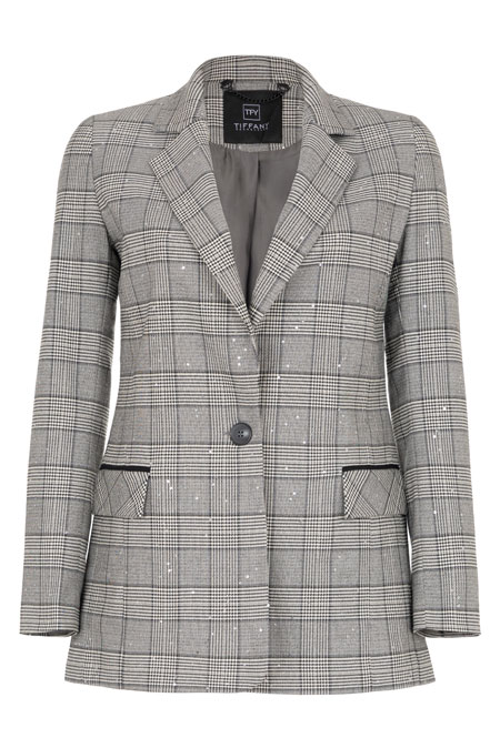 Tiffany Production Sako na kopčanje sa dezenom kariranog tvida