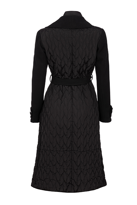 Ženska duga jakna sa pojasom i prošivenim detaljima Tiffany Production