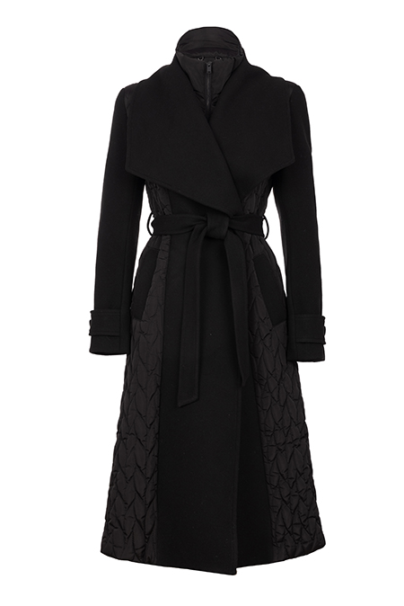 Ženska duga jakna sa pojasom i prošivenim detaljima Tiffany Production