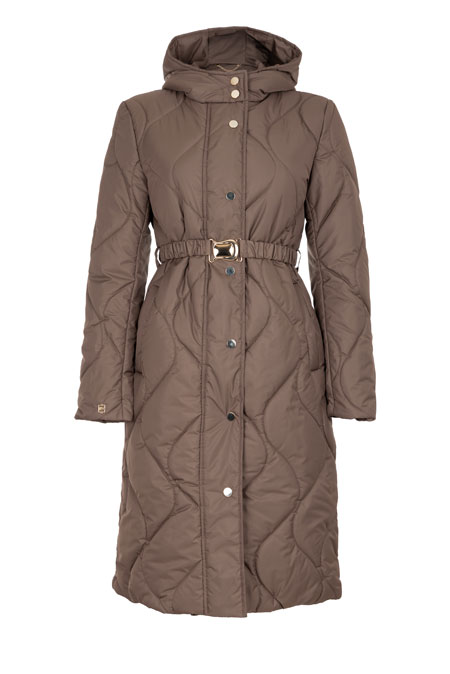 Tiffany Production Prošivena midi jakna sa kapuljačom i kaišem