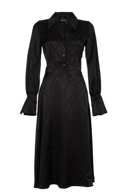 Tiffany Production Ženska midi haljina dugih rukava sa naglašenim strukom