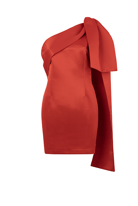 Asimetrična mini haljina na jedno rame sa raskošnom mašnom Tiffany Production