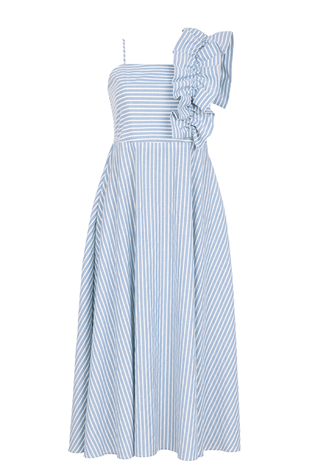 Tiffany Production Midi haljina A kroja sa ukrasnim karnerom