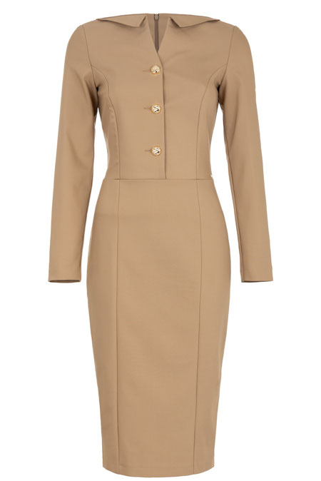 Tiffany Production Midi haljina sa dugim rukavima i šlicem pozadi