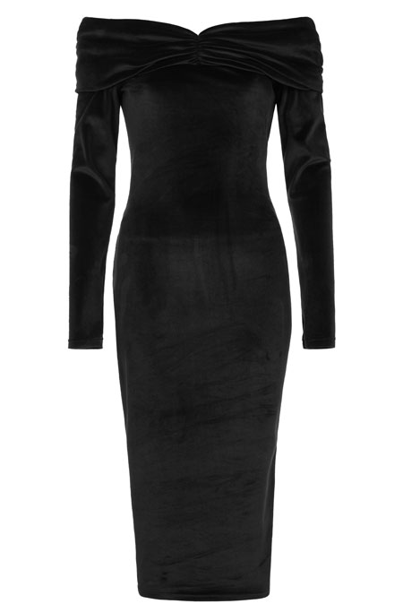 Plišana midi haljina sa spuštenim ramenim Tiffany Production