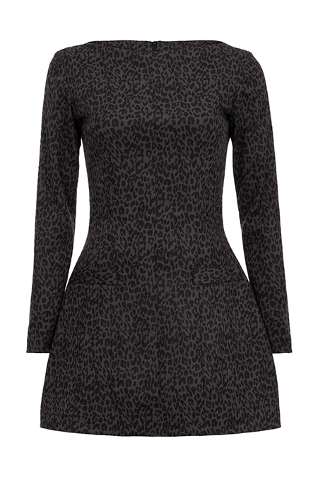 Mini balon haljina dugih rukava u leopard printu Tiffany Production